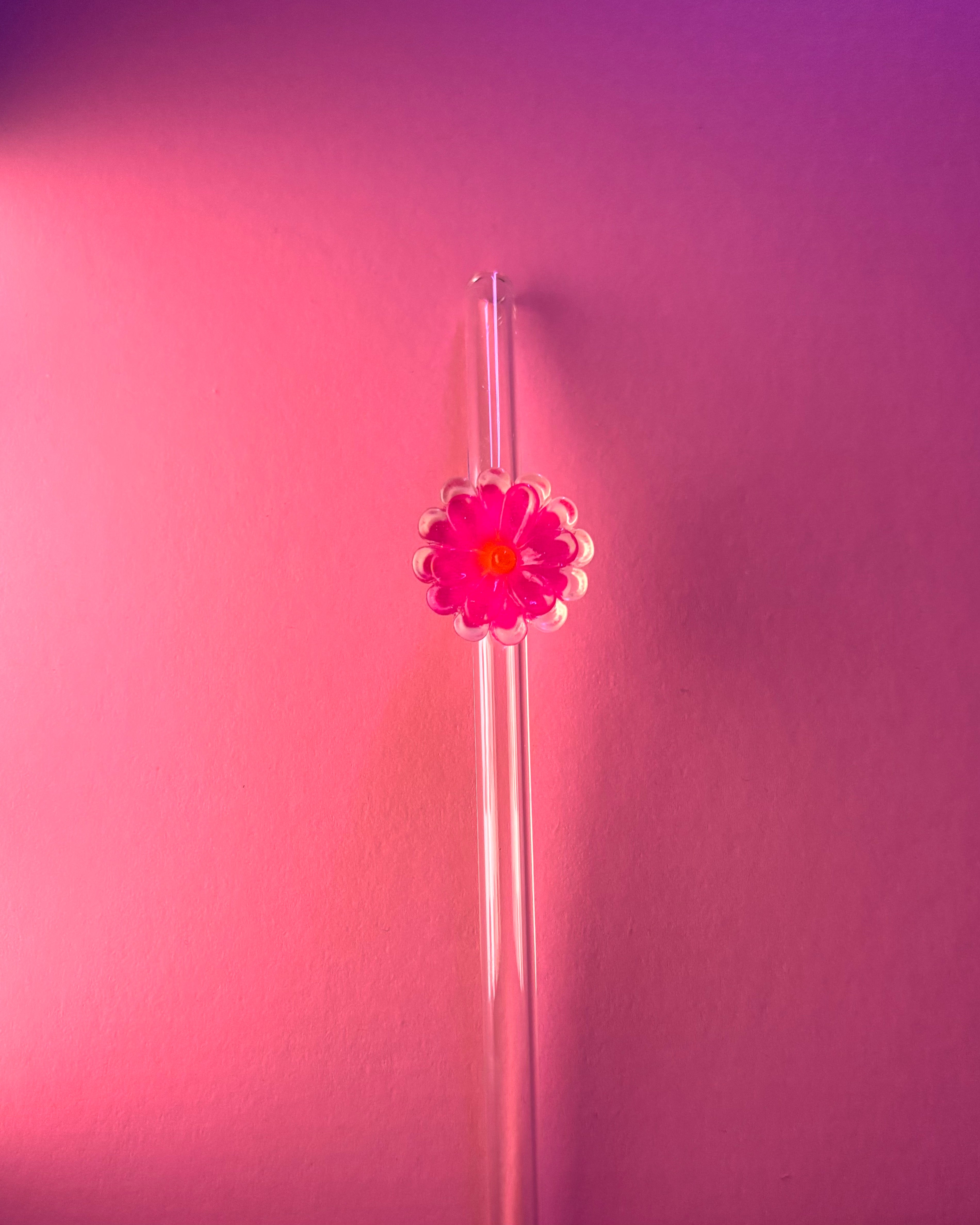 Pink Flower Straw