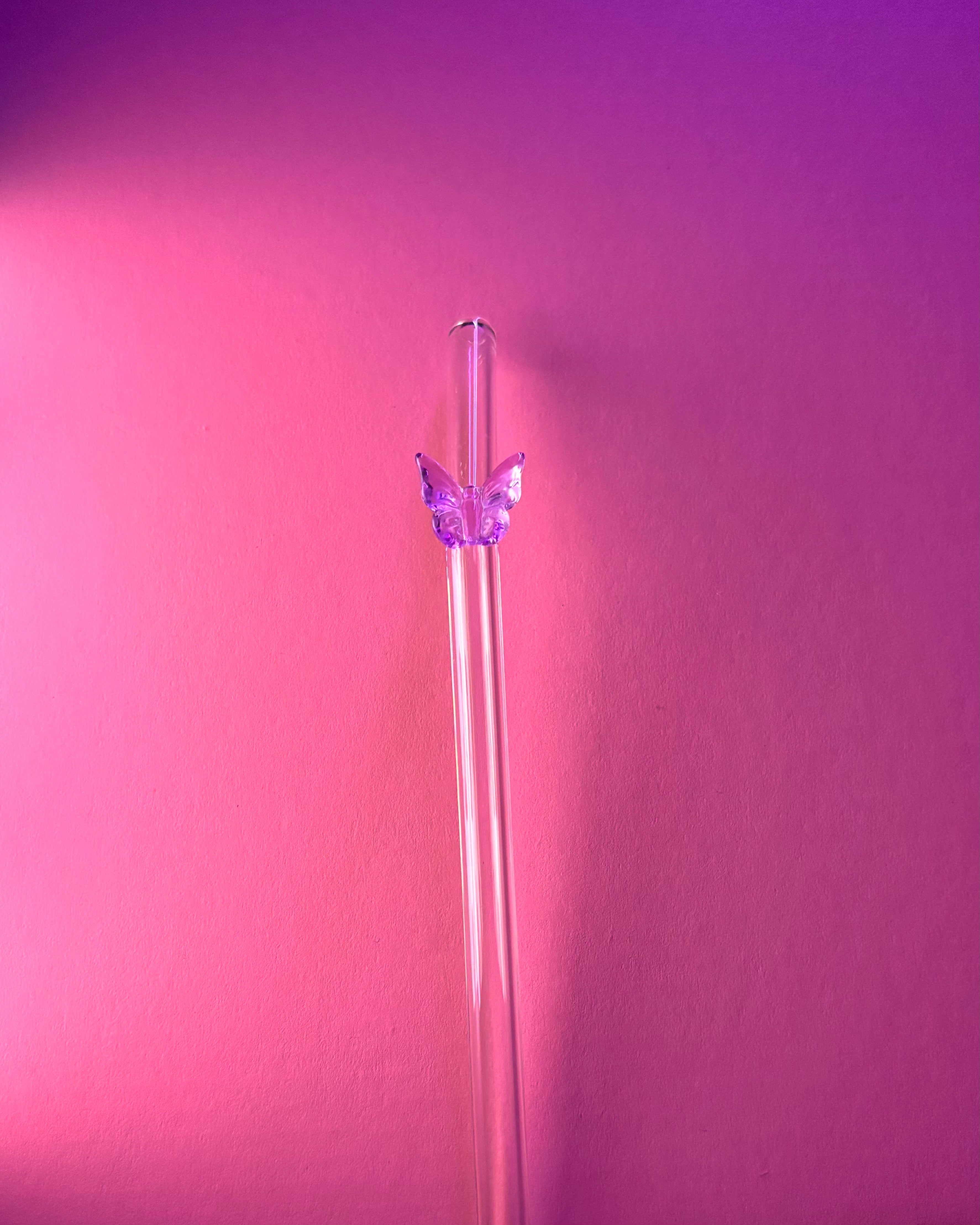 Purple Butterfly Straw